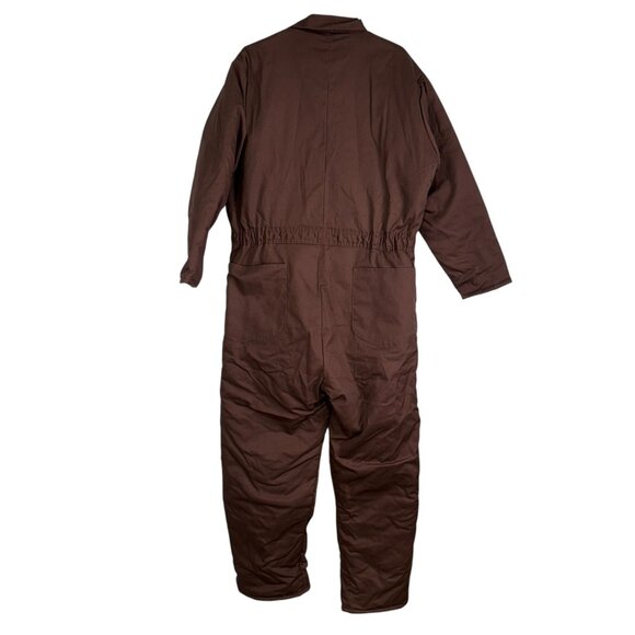 Vintage Sears Workwear Brown Insulated Coveralls Size L Nylon Polyester 80's - Picture 2 of 11